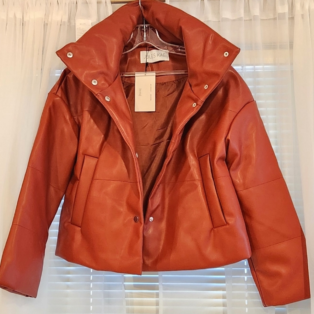NWT Jules Kae Anastasia Vegan Leather Puffer Jacket